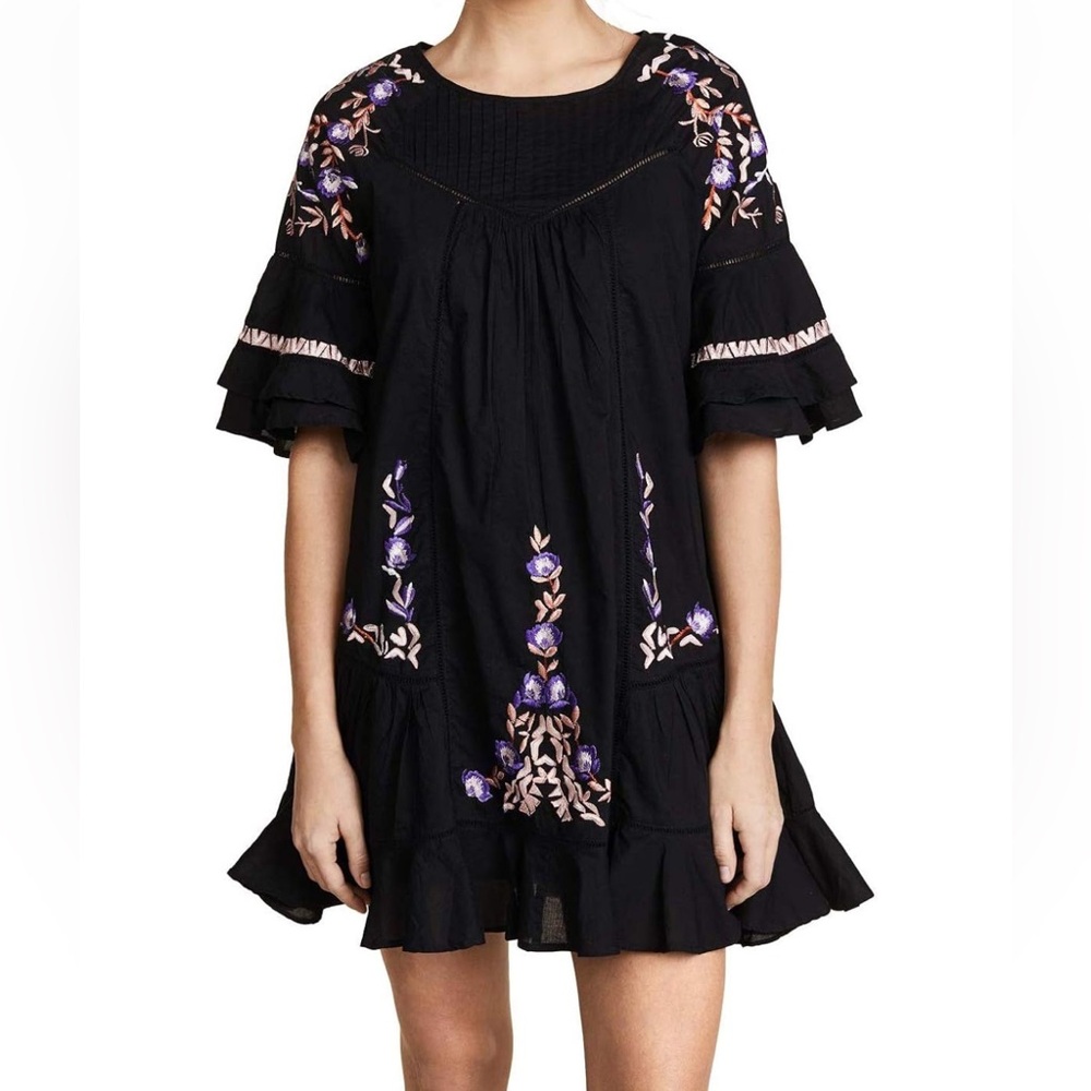 Free People Pavlo Embroidered Crochet Mini Dress